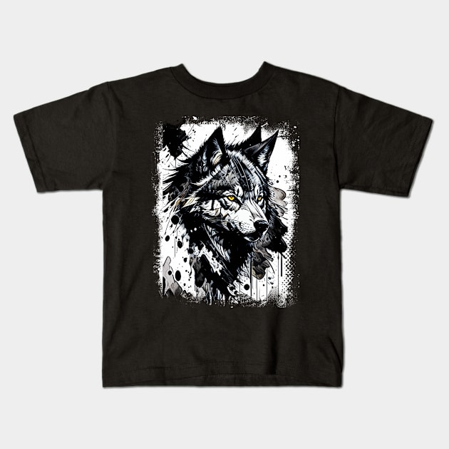 You Gotta Be A Wolf - Alonzo Harris [Training Day] Alpha Animal Beast Splatter Style Kids T-Shirt by Naumovski